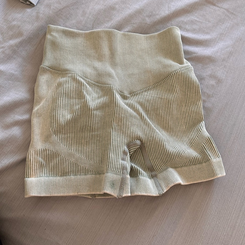 Sage green workout shorts